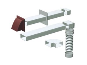 110x54mm To 100mm- Domus System 100 - Cooker Hood Extraction Kit Cowled With 90 Degree Bend (Brown) - Part No. 214B